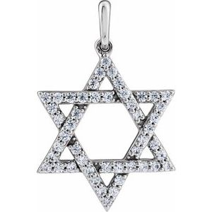 14K White 3/8 CTW Natural Diamond Star of David Pendant