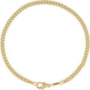 14K Yellow 3.4 mm Curb 8" Chain