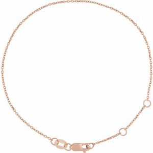 14K Rose 1 mm Adjustable Diamond-Cut Cable 6 1/2-7 1/2 Chain