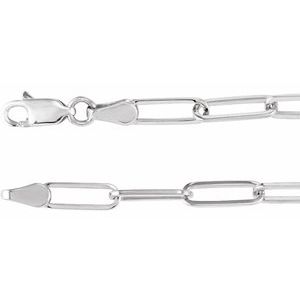 14K White 3.85 mm Paperclip-Style 7 Chain