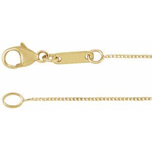 14K Yellow .8 mm Diamond-Cut Curb 7" Chain