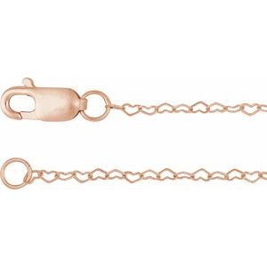 14K Rose .8 mm Heart 7 Chain