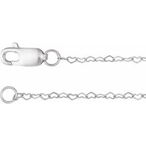 14K White .8 mm Heart 7" Chain