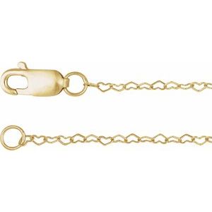 14K Yellow .8 mm Heart 7" Chain