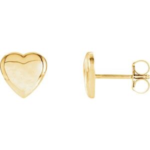 14K Yellow Heart Earrings