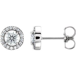 14K White 1/2 CTW Natural Diamond Halo-Style Earrings
