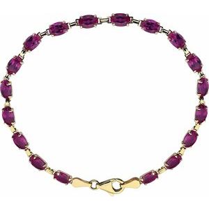 14K Yellow Lab-Grown Ruby 7.25" Bracelet