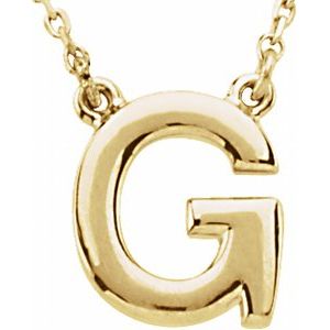 14K Yellow Block Initial G 16" Necklace
