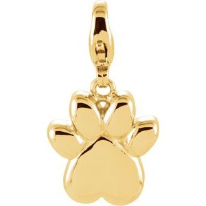 14K Yellow Paw Print Charm