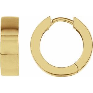 14K Yellow Hinged 14.5 mm Hoop Earrings