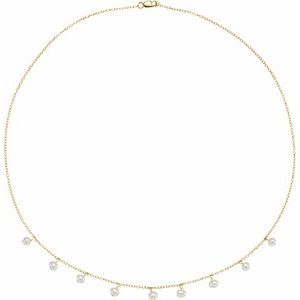 14K Yellow Cultured White Freshwater Pearl 18 Necklace