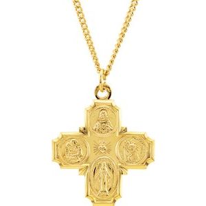 24K Yellow Gold-Plated Sterling Silver Four-Way Cross 24" Necklace