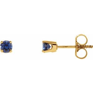 14K Yellow Natural Blue Sapphire Youth Earrings