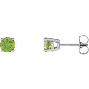 14K White 5 mm Natural Peridot Earrings