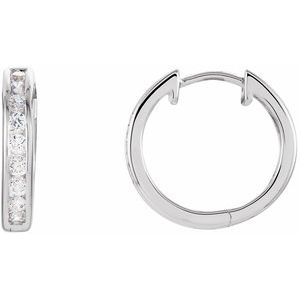 Sterling Silver Imitation Cubic Zirconia Hinged Hoop Earrings