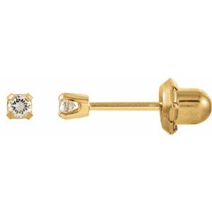 14K Yellow 2 mm Imitation White Cubic Zirconia Inverness�� Piercing Earrings
