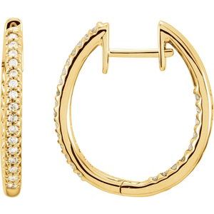 14K Yellow 1/4 CTW Natural Diamond Inside-Outside 20.8 mm Hoop Earrings