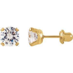 14K Yellow 3 mm Imitation White Cubic Zirconia Inverness�� Piercing Earrings