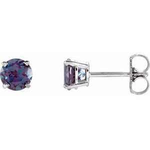 14K White 5 mm Lab-Grown Alexandrite Stud Earrings