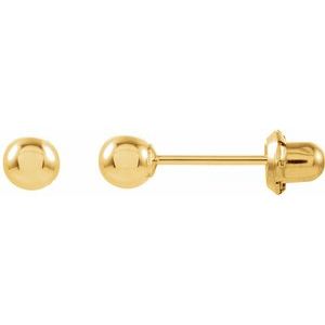 14K Yellow 4 mm Ball Stud Piercing Earrings