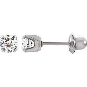 Stainless Steel 5 mm Imitation White Cubic Zirconia Inverness�� Piercing Earrings