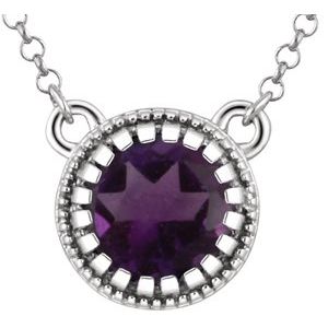 14K White Natural Amethyst "February" 18" Birthstone Necklace