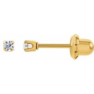 14K Yellow Gold-Plated 14K White 2 mm Imitation White Cubic Zirconia Inverness�� Piercing Earrings