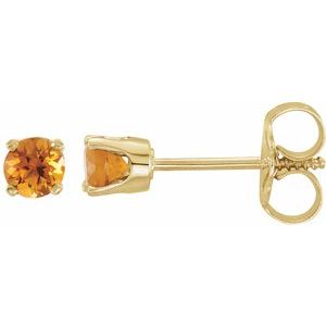 14K Yellow Natural Citrine Youth Earrings