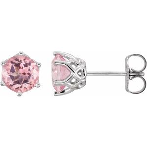 14K White Natural Pink Morganite Earrings