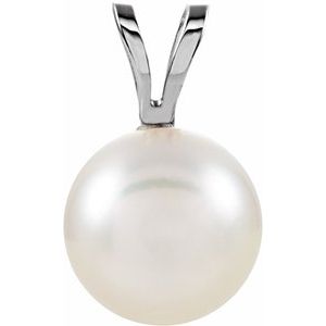 14K White Cultured White Akoya Pearl Pendant