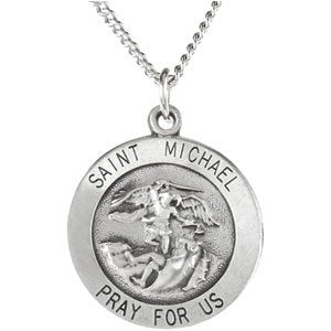 Sterling Silver 18 mm St. Michael Medal 18 Necklace