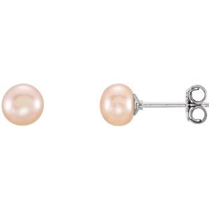 Sterling Silver 5-6 mm Cultured Pink Freshwater Pearl Earrings