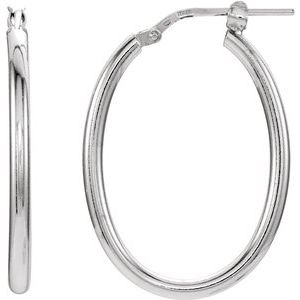 Sterling Silver 28x22 mm Tube Hoop Earrings