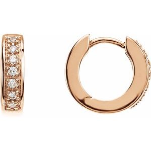 14K Rose 1/6 CTW Natural Diamond 12.1 mm Hoop Earrings