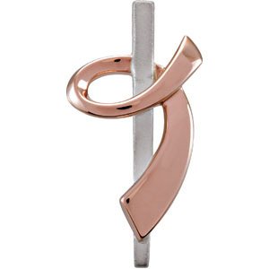 14K White/Rose 16.2x8.5 mm Ribbon of Courage Pendant
