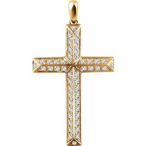 14K Yellow 3/4 CTW Natural Diamond Cross Pendant