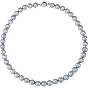 Sterling Silver Cultured Gray Freshwater Pearl 18" Strand