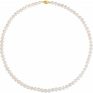 14K Yellow Panache® Cultured White Freshwater Pearl 18" Necklace