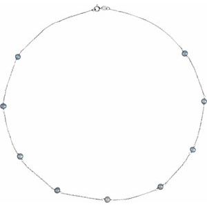 14K White  Cultured Black Freshwater Pearl 9-Station 18" Station Necklace