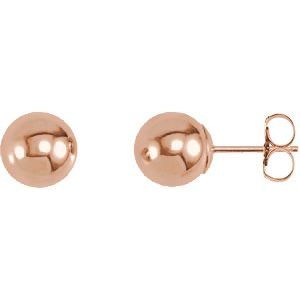 14K Rose 7 mm Ball Earrings