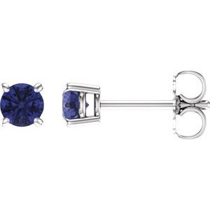 14K White 4 mm Natural Tanzanite Stud Earrings