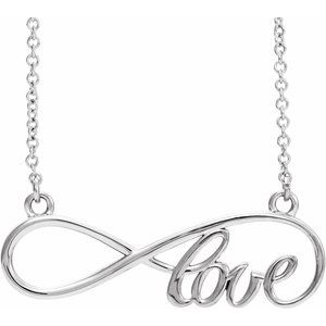 Sterling Silver 27.5x8.4 mm Infinity-Inspired Love 17" Necklace