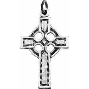 14K White Celtic-Inspired Cross Pendant