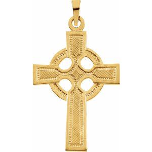 14K Yellow Celtic-Inspired Cross Pendant