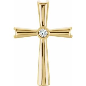14K Yellow .04 CTW Natural Diamond Cross Pendant
