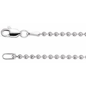 14K White 1.8 mm Hollow Bead 16" Chain