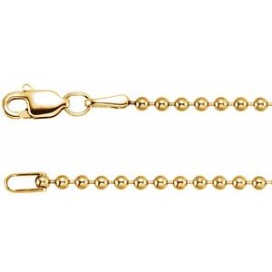14K Yellow 1.8 mm Hollow Bead 24" Chain