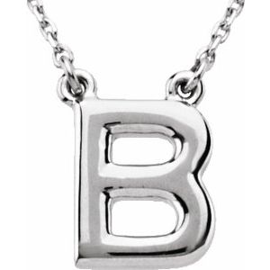 Sterling Silver Block Initial B 16" Necklace