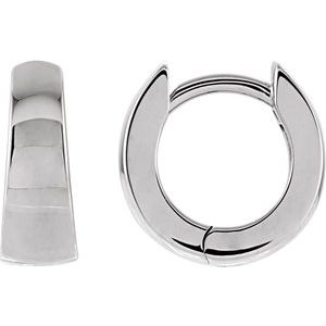 14K White Hinged 10.25 mm Hoop Earrings