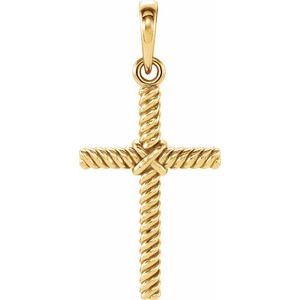 14K Yellow 17.5x11.3 mm Rope Cross Pendant